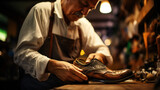 Craftsman repairing Shoe, Shoes Repair Shop, Manual Labor