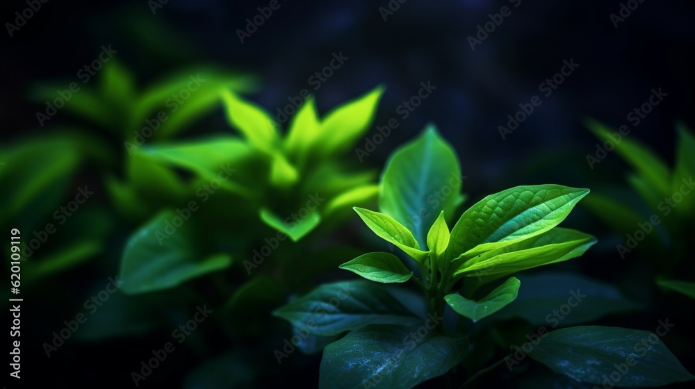 Close-up view of dark green leafed plants in nature, showcasing the intricate details of the leaves. Generative Ai Close-up view of dark green leafed plants in nature, showcasing the intricate details of the leaves. Generative Ai