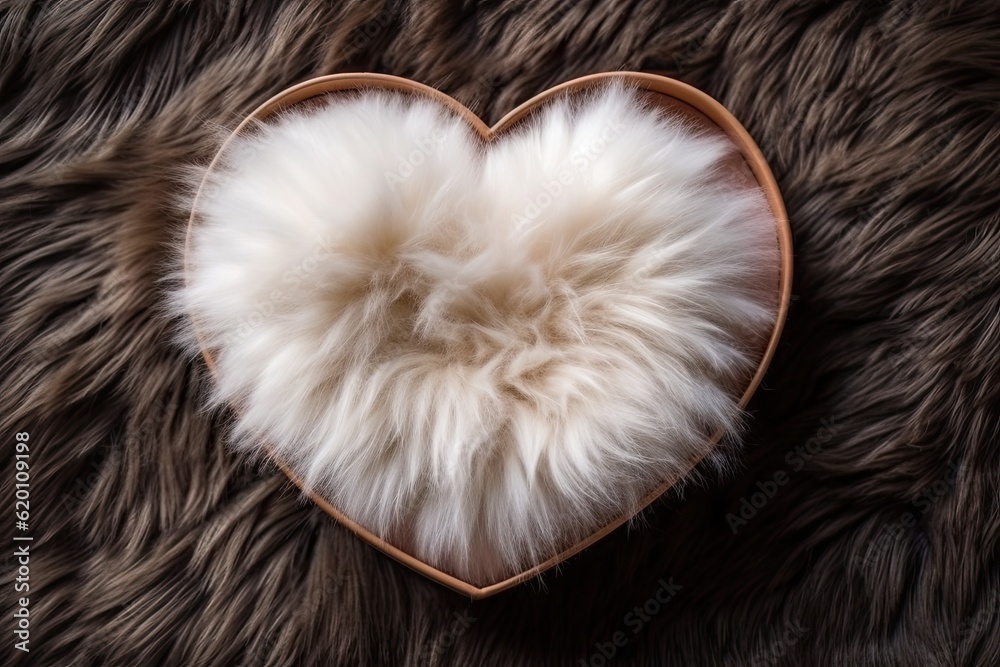 Romantic Heart-Shaped Fluffy Box on Background for Valentine's Day Decoration and Celebration with Copy Space for Gift Romantic Heart-Shaped Fluffy Box on Background for Valentine's Day Decoration and Celebration with Copy Space for Gift
