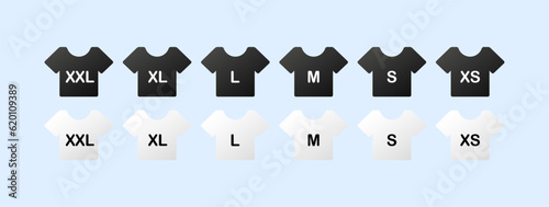 Clothing size. Flat, color, a set of icons of the size of clothing. Vector icons.