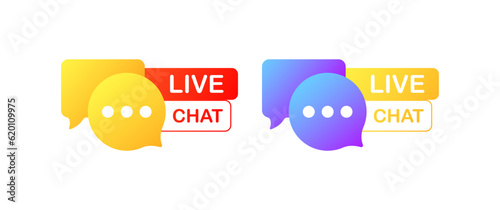 Live chat. Flat, color, advertising banner live chat, communicate in live chat. Vector illustration.