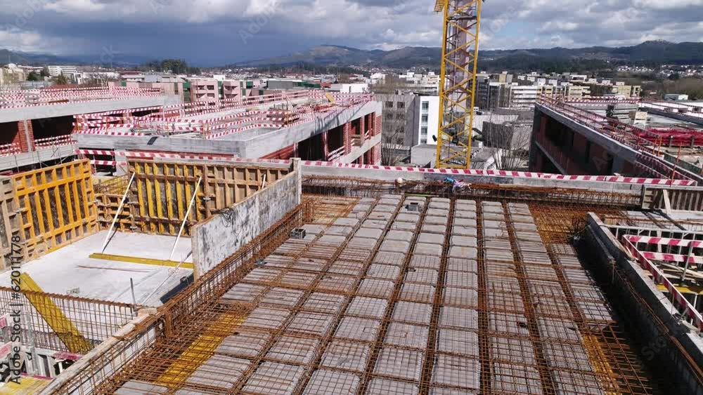 Building Construction With Cranes Aerial View Building Construction With Cranes Aerial View