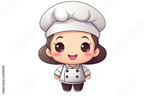 cute chef girl in uniform character 