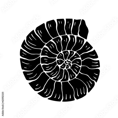 Decorative silhouette of a seashell.Vector graphics.