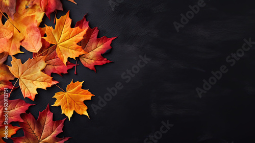 Orange leaves on a black backgorund