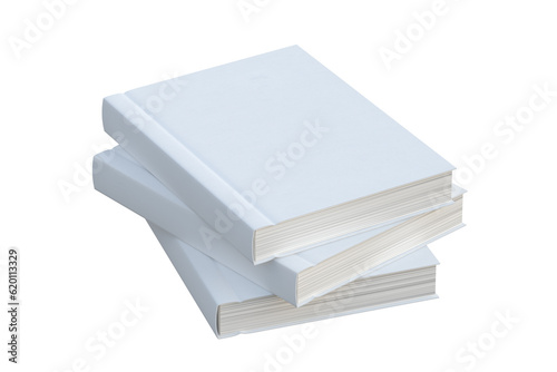 Several blank white hardcover books on isolated background. Perfect for mockup