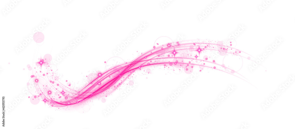 Pink magic spirals with sparkles. Pink light effect. Glitter particles with lines. Swirl effect. Pink magic spirals with sparkles. Pink light effect. Glitter particles with lines. Swirl effect.