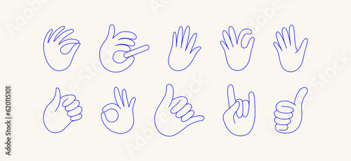 Vector logo design template and graphic elements for advertising, branding, posters and banners, funny cartoon illustrations with hands and gestures, abstract stickers and line icons