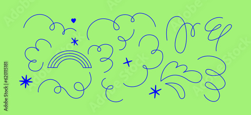 Vector logo design template and graphic elements for advertising, branding, posters and banners, funny cartoon illustrations with smiling character and mascots, abstract stickers and line icons