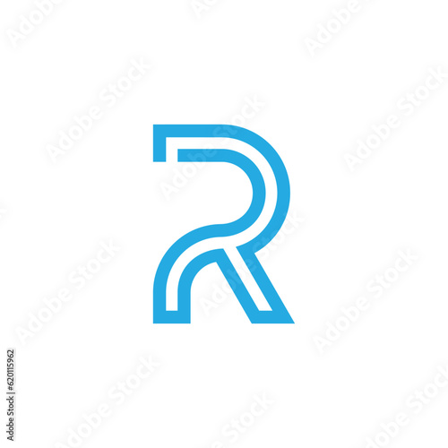 letter pr curves stripes outline logo vector
