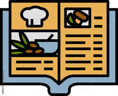 Recipe decorative design element for website, presentation, flyer, brochure, printing, application. Icon style