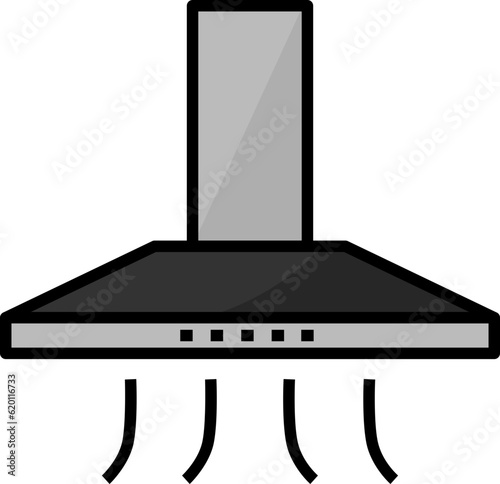Kitchen hood decorative design element for website, presentation, flyer, brochure, printing, application. Icon style