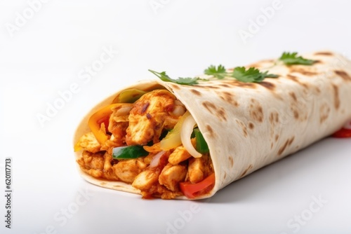 Shawarma, roll in lavash, grilled meat, with vegetables, sandwich