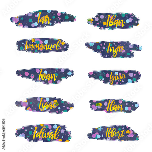boy names that start with letter I, Ian, Iban, Immanuel, Ingo, Ivan, Igino, Isaac, Ilan, Idwal, Ilbert, printable stickers, gift tags, labels photo
