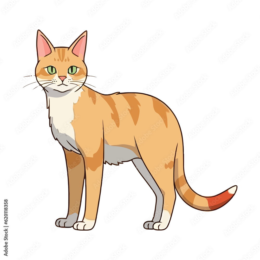 Obraz premium Whiskered Wonder: 2D Illustration of a Charming Chausie Cat