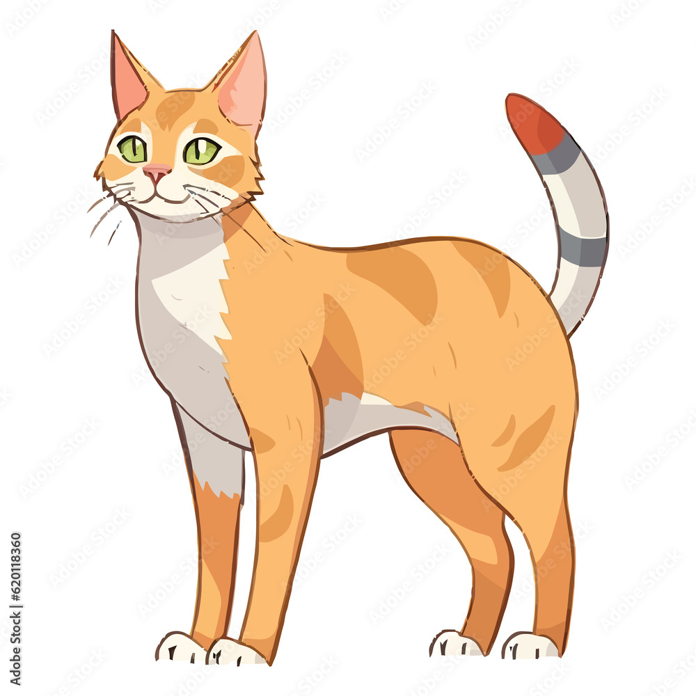 Whiskered Wonder: 2D Illustration of a Charming Chausie Cat
