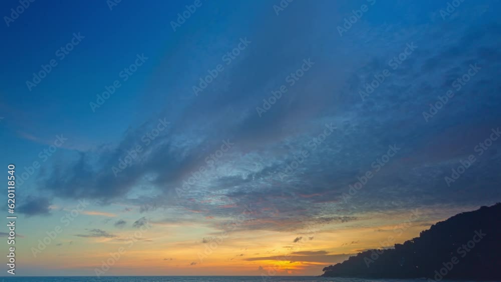 timelapse view Majestic sunset or sunrise cloudscape Amazing light of nature.. moving clouds and beautiful beyond imagination above the sea and mountain. .Sky texture, abstract nature background.