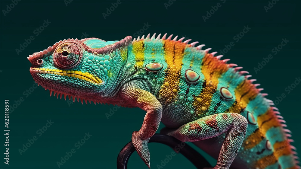 Fototapeta premium chameleon on a solid color background