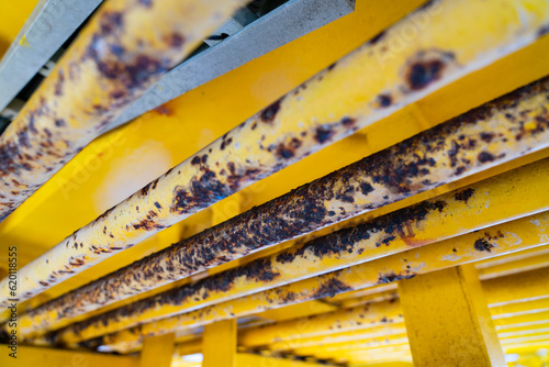 Fotografie Close-up of corroded steel pipe, corrosion of steel, general corrosion, offshore petroleum pipelines