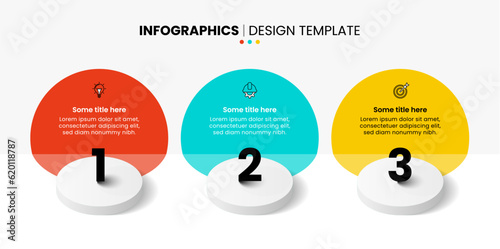 Infographic template. 3 isometric circular pedestals with numbers