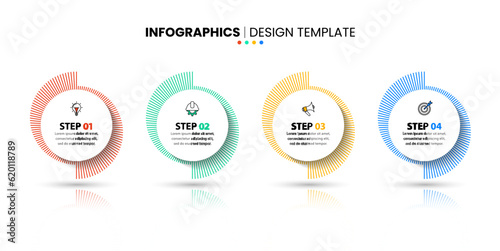 Infographic template. 4 abstract circles with icons