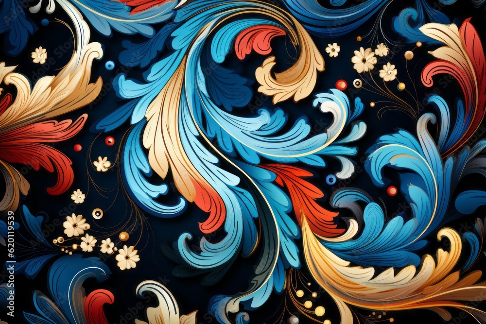 Seamless Paisley Pattern Background, Generative AI Seamless Paisley Pattern Background, Generative AI