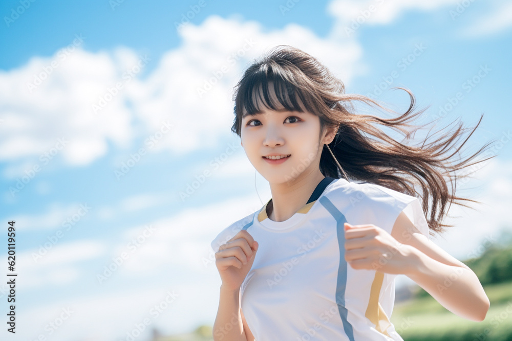 ジョギングする女性 ジョギングする女性