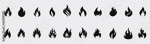 Set of fire flame vector icons. Collection of fire and flame icons. Bonfire icons, flaming elements. © Oleg