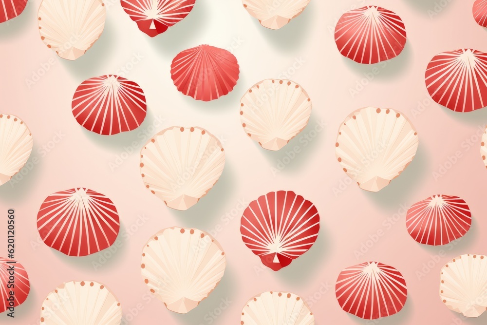 Minimalist Seashell Pattern Background, Generative AI Minimalist Seashell Pattern Background, Generative AI