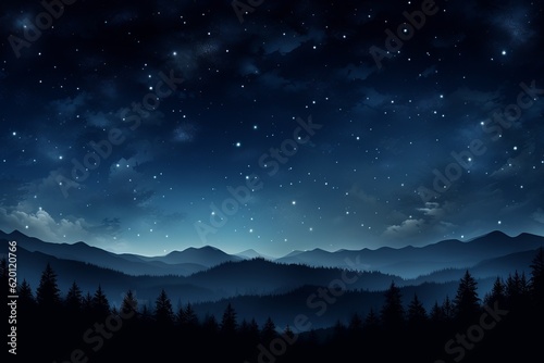 Minimalist Starry Night Sky Background, Generative AI