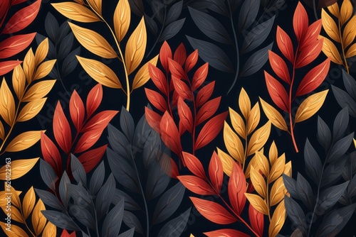 Seamless Leaf Pattern Background, Generative  © ManusiaIkan