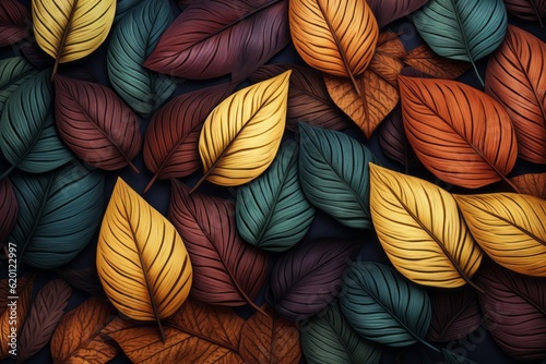 Seamless Leaf Pattern Background, Generative 