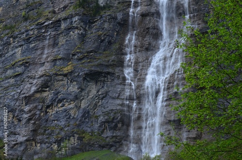 Picturesque view of beautiful waterfall in mountains