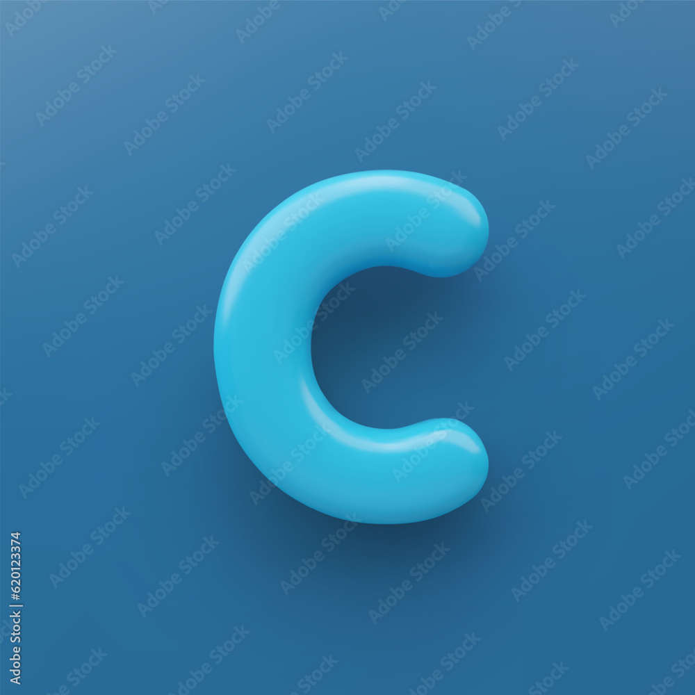 3D Blue uppercase letter C with a glossy surface on a blue background . 3D Blue uppercase letter C with a glossy surface on a blue background .