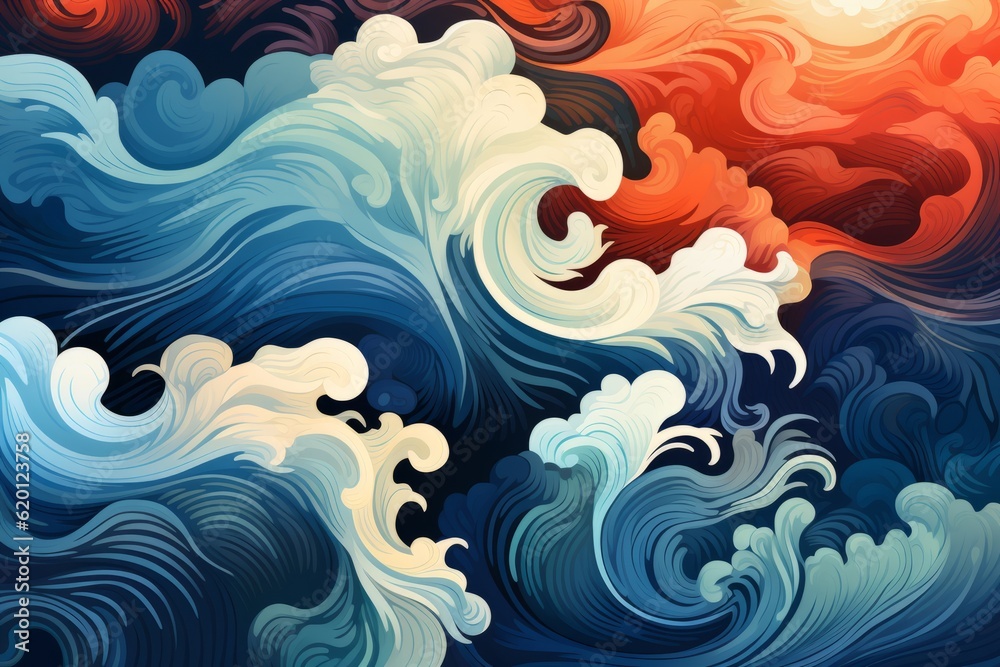Fototapeta premium Seamless Wave Pattern Background, Generative AI