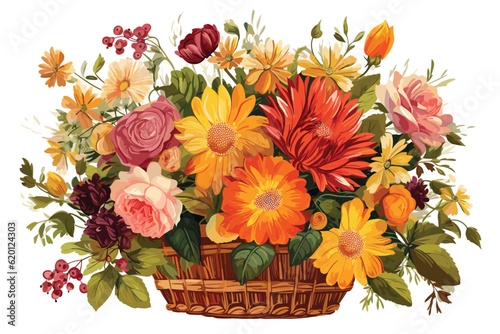 bouquet of flowers in a basket