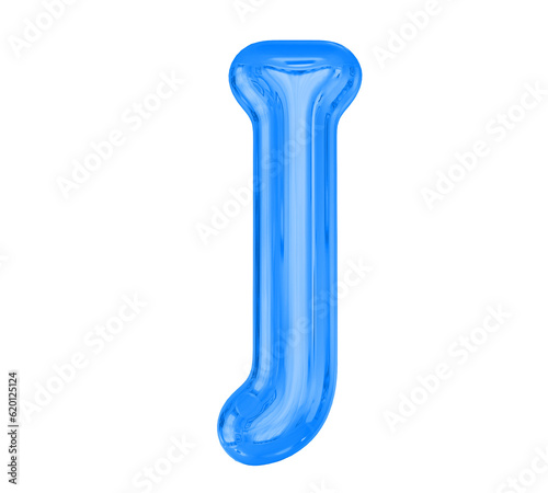 Letter J Blue Balloons 3D