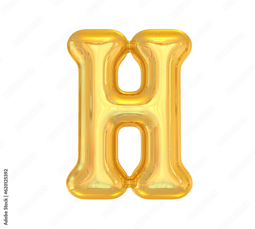 Letter H Golden Balloons 3D