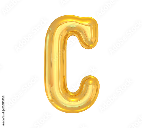 Letter C Golden Balloons 3D