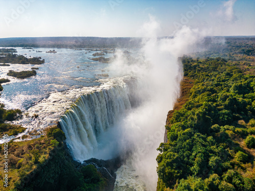 The Victoria Falls in an aerial view - Zambia, Zimbabwe photo