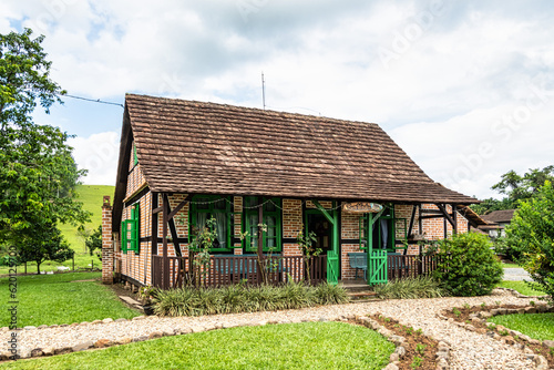 Half-timbered house of german immigrants in the countryside of Pomerode, Santa Catarina in Brazil photo