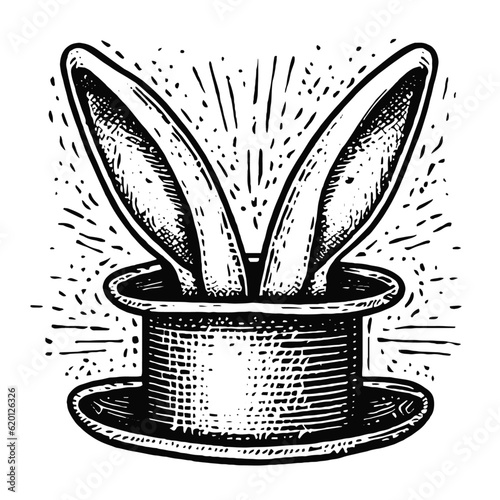 bunny ears inside the magic hat sketch