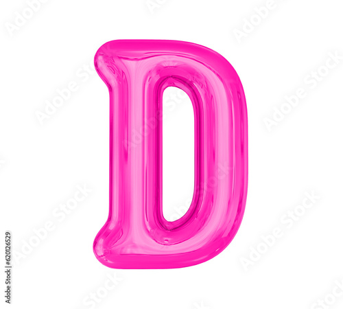 Letter D Pink Balloons 3D