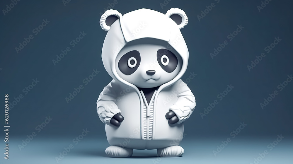 Fototapeta premium Creative illustration with a panda in a sports jacket, generative AI.