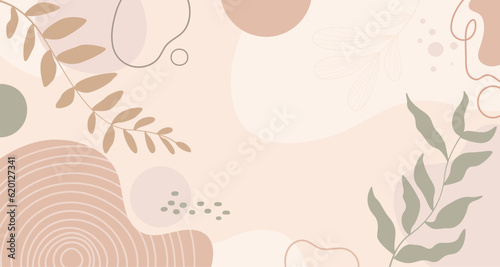 Design banner frame background .Colorful poster background vector illustration.Exotic plants, branches,art print for beauty, fashion and natural products,wellness, wedding and event.