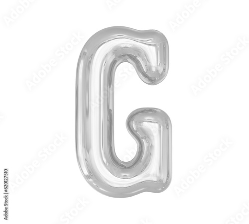 Letter G Silver Balloobs 3D