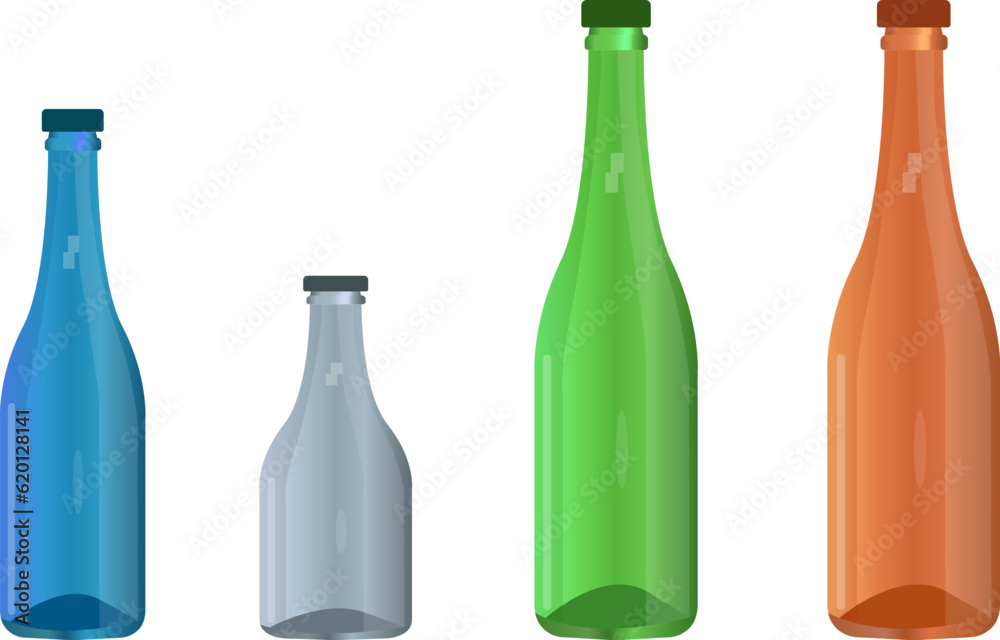 bottle of wine glass. Set of Vector blank and empty wine bottles. Mockup. Realistic vector, 3d illustration bottle of wine glass. Set of Vector blank and empty wine bottles. Mockup. Realistic vector, 3d illustration