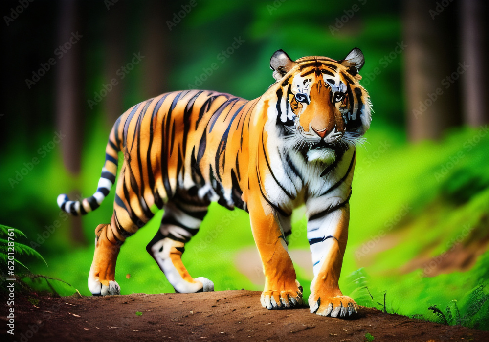 Close up Tiger in the forest.Generative AI.