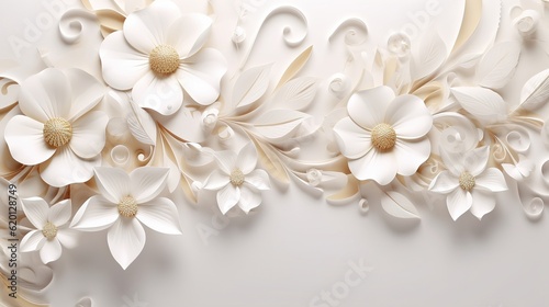 Beautiful floral frame wedding invitation card template. abstract illustration Generative AI © Irina
