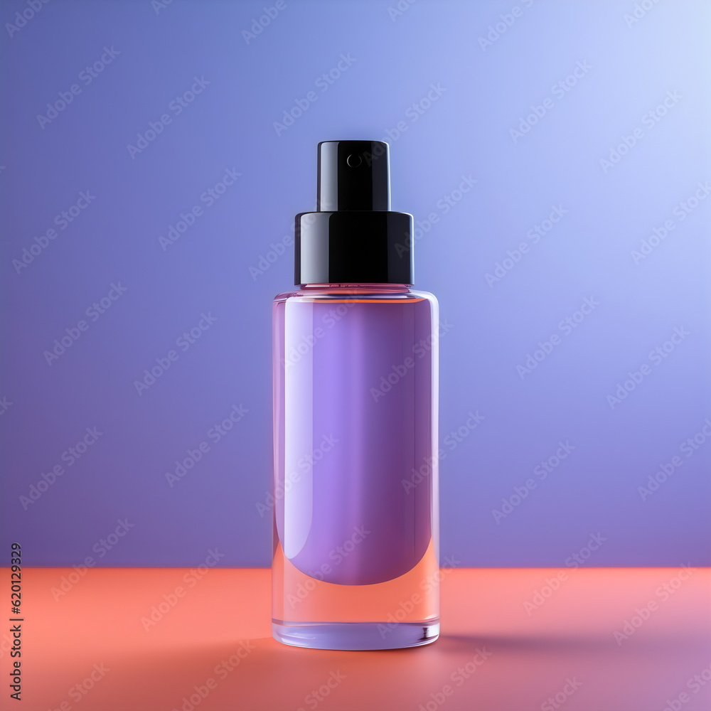 blank bottle with purple liquid isolated on plain studio background, made with generative ai blank bottle with purple liquid isolated on plain studio background, made with generative ai